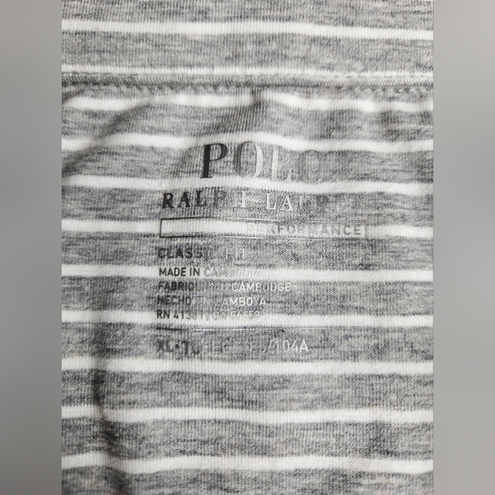 Polo Ralph Lauren Men's Polo Shirt NEW Classic Fit Grey And White Stripes XL - Picture 3 of 8